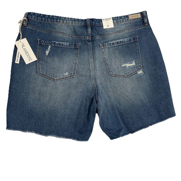Blank NYC 18W Shorts Denim High Rise Womens Cutoffs Distressed Sustainable NWT - Picture 2 of 11